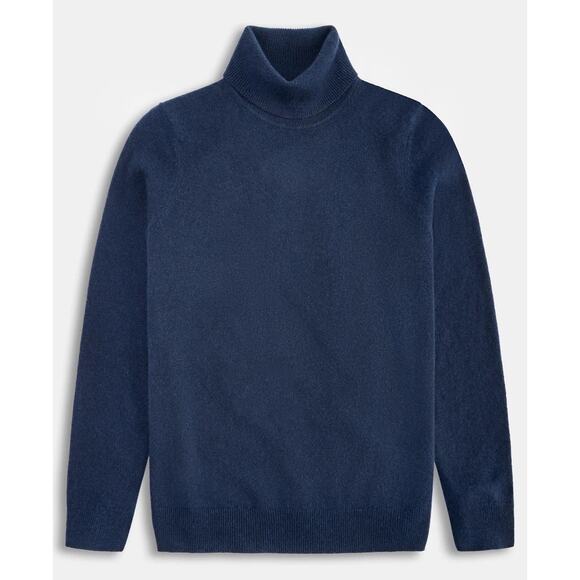 100% Cashmere Charter Club Luxury Turtle Neck Sweater Admiral Blue Sz PL - Picture 1 of 5